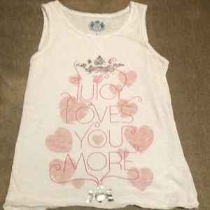 🌷Juicy Couture girl Sz 8 white tank w/pink hearts